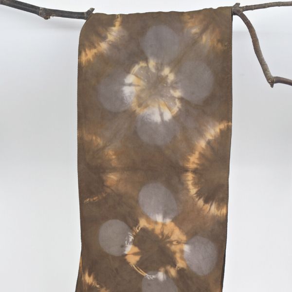 Hand-dyed Shibori Silk Scarf - Tannin